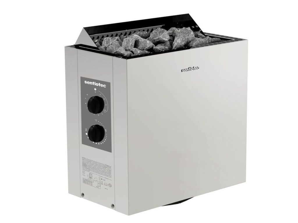 Elektrická saunová kamna VIKING 360 s ovladačem na boku a košem na kameny